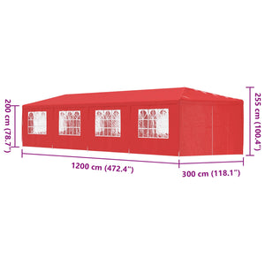 Σκηνή Πάρτυ 1200 x 300 x 255 εκ Κόκκινο - Pakobazaar