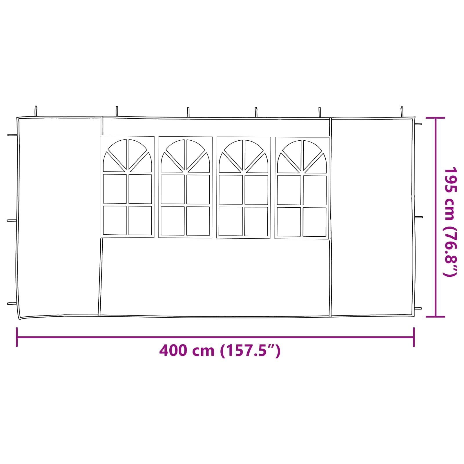 Πλευρική Σκηνής Πάρτι 2 pcs 400 x 195 εκ. Ανοιχτό γκρι - Pakobazaar