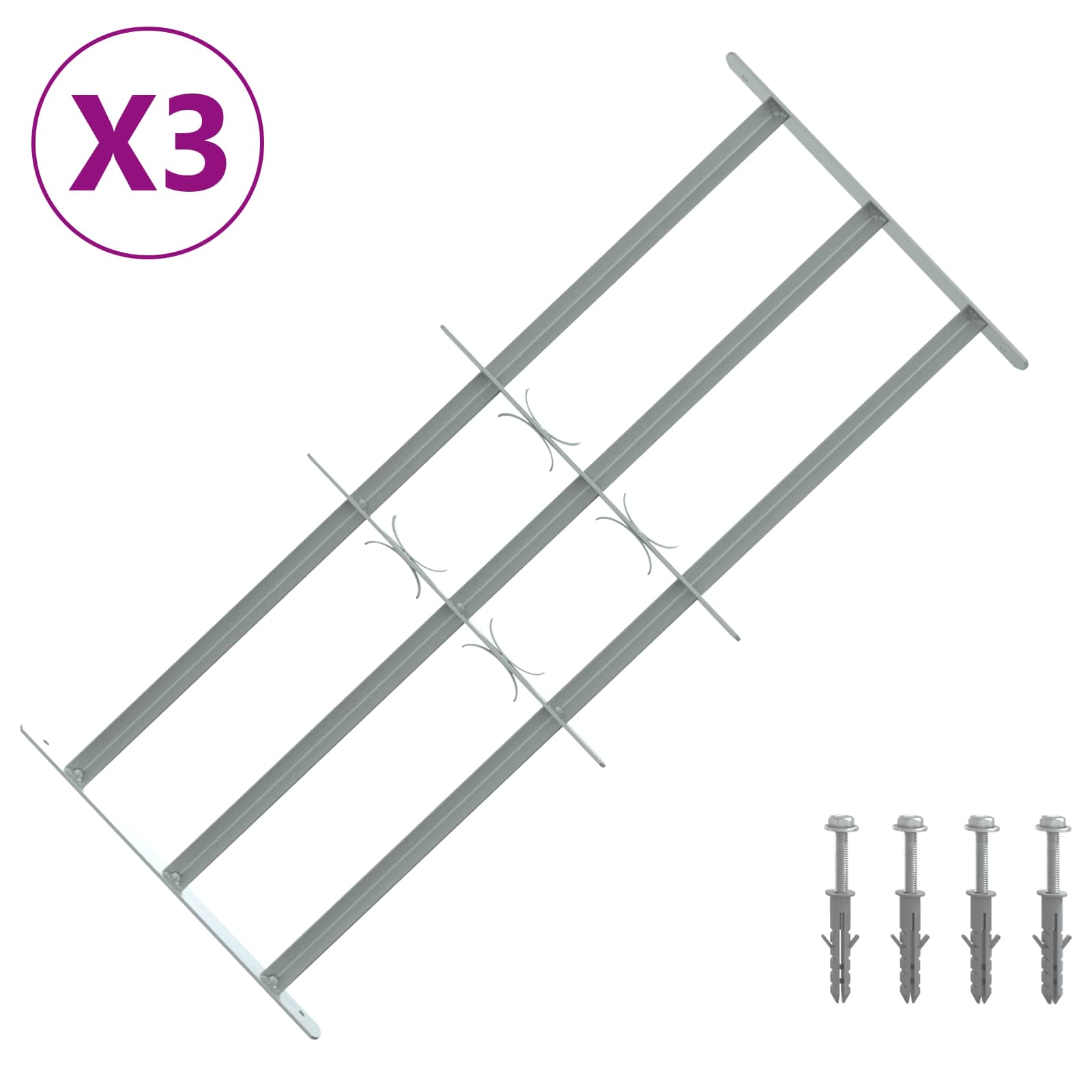 Πλέγμα Ασφαλείας για Παράθυρα με 3 Δεσμίδες 3 pcs 630-1140 χιλ - Pakobazaar