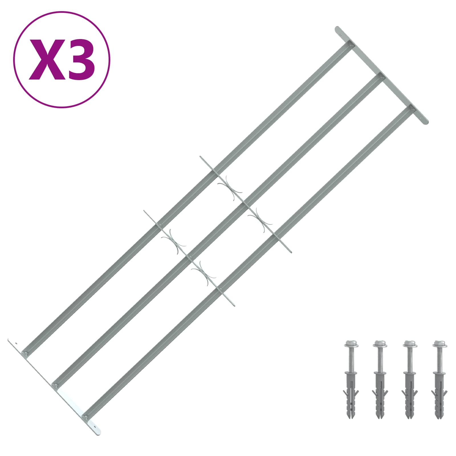 Πλέγμα Ασφαλείας για Παράθυρα με 3 Δεσμίδες 3 pcs 930-1740 χιλ - Pakobazaar
