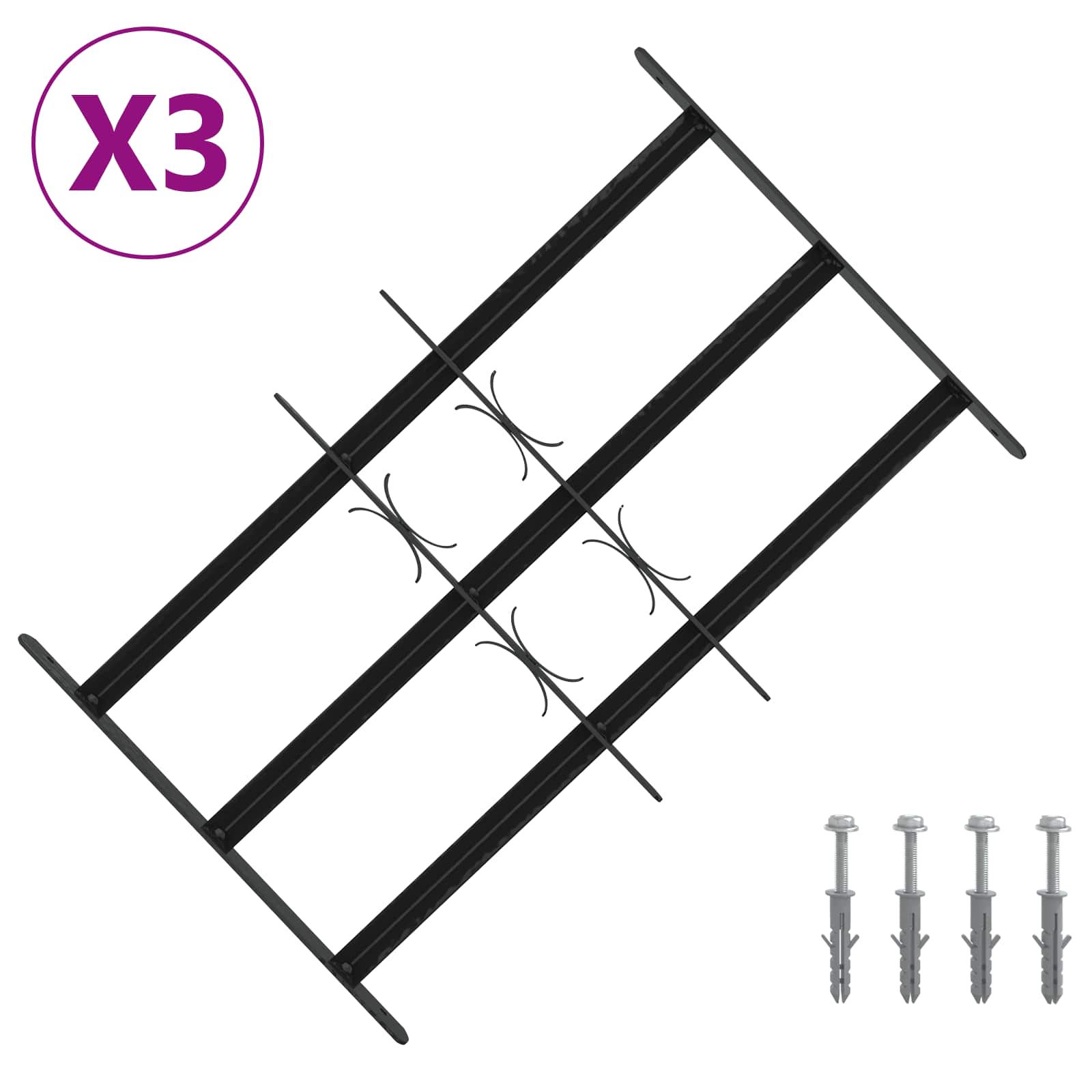 Πλέγμα Ασφαλείας για Παράθυρα με 3 Δεσμίδες 3 pcs 43-74 εκ - Pakobazaar