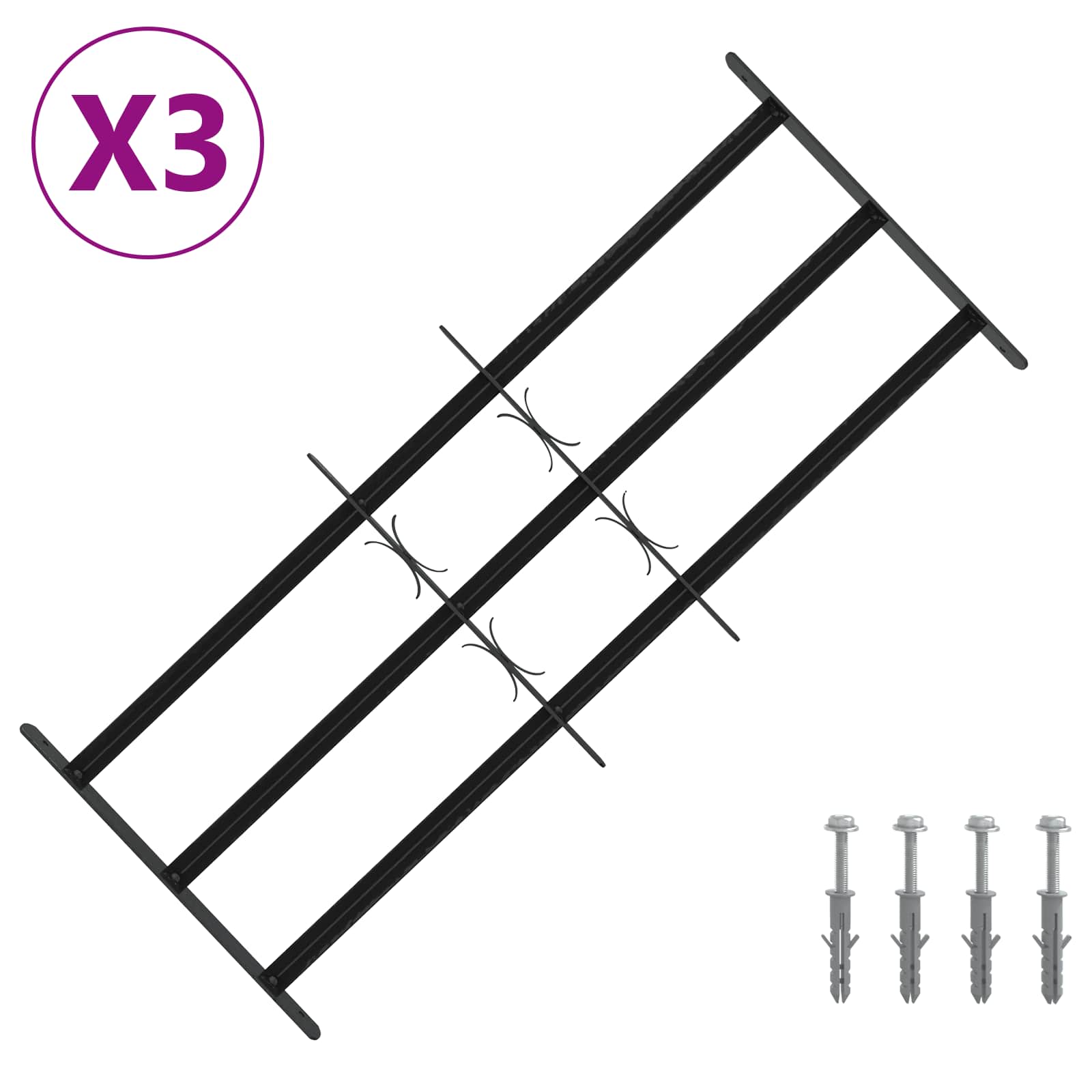 Πλέγμα Ασφαλείας για Παράθυρα με 3 Δεσμίδες 3 pcs 63-114 εκ - Pakobazaar