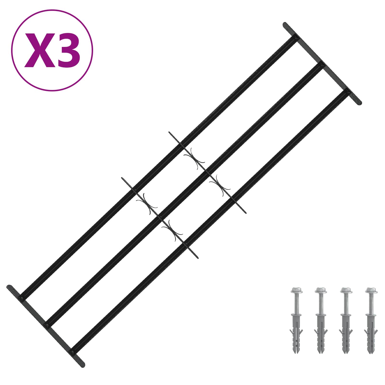 Πλέγμα Ασφαλείας για Παράθυρα με 3 Δεσμίδες 3 pcs 93-174 εκ - Pakobazaar