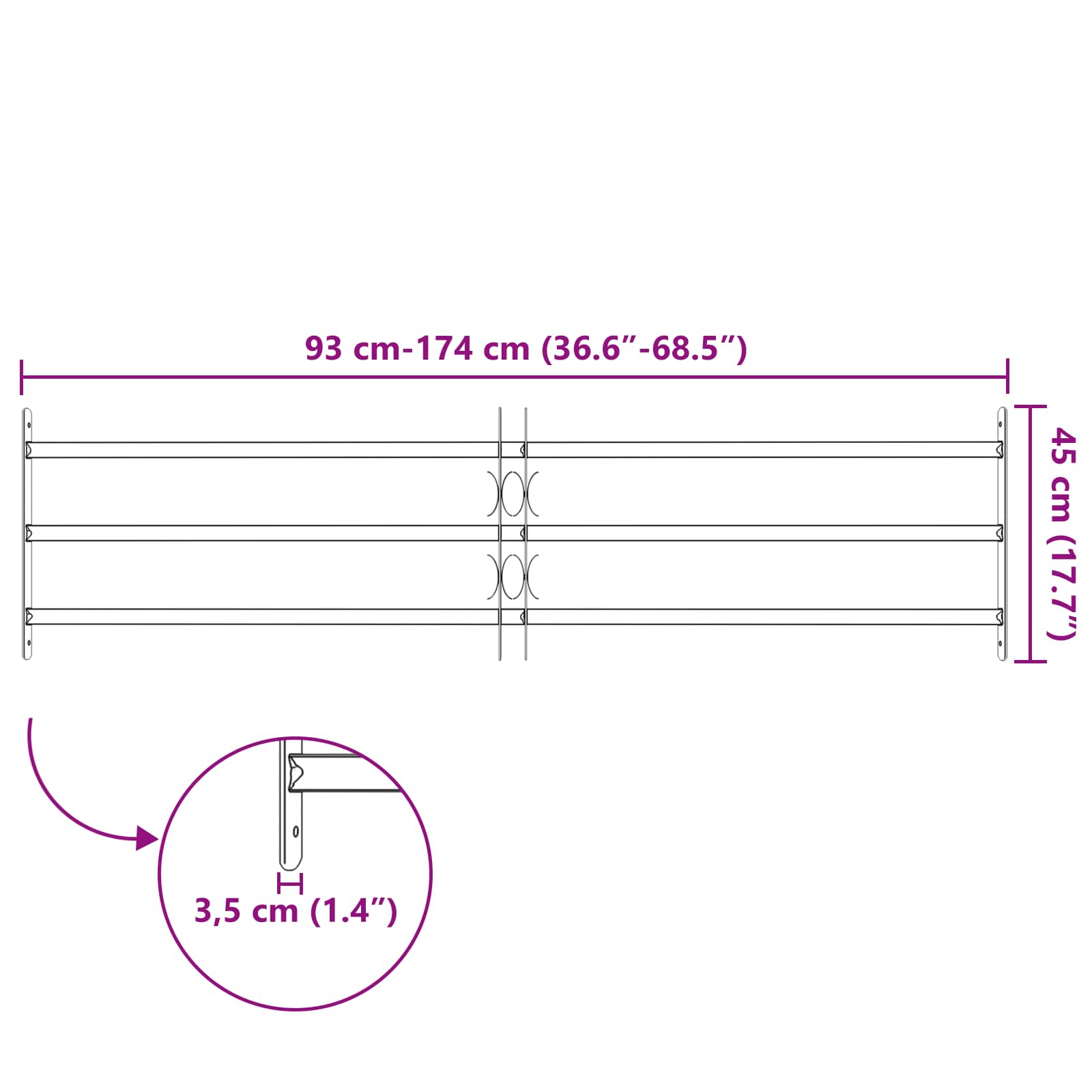 Πλέγμα Ασφαλείας για Παράθυρα με 3 Δεσμίδες 3 pcs 93-174 εκ - Pakobazaar