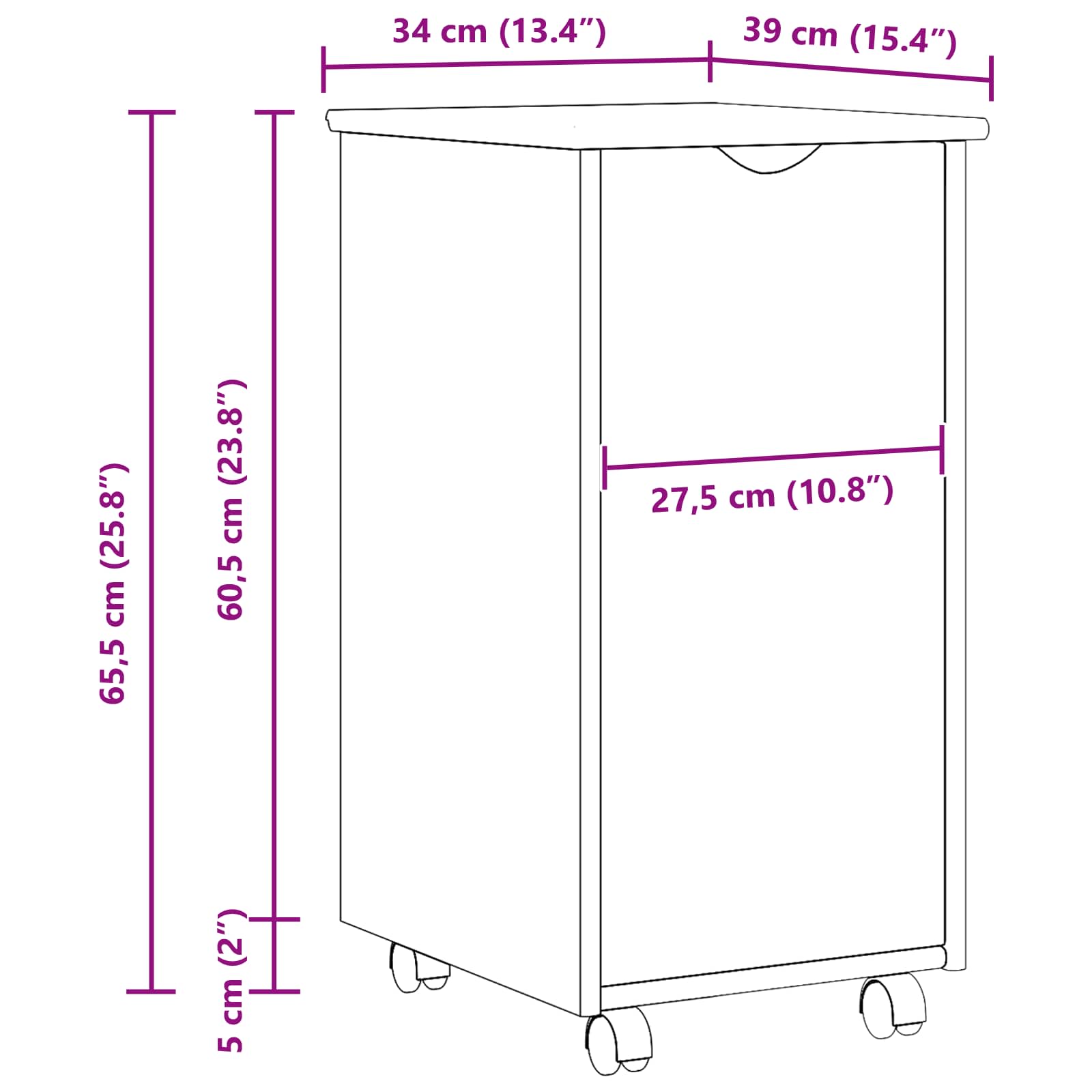 Κινητό Ντουλάπι Καφέ 34 x 39 x 65,5 cm Στερεό ξύλο πεύκου - Pakobazaar