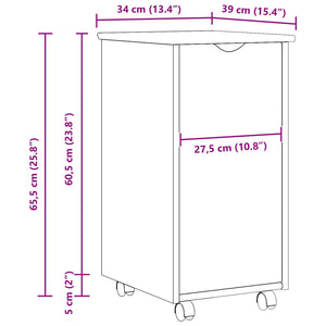 Κινητό Ντουλάπι Καφέ 34 x 39 x 65,5 cm Στερεό ξύλο πεύκου - Pakobazaar