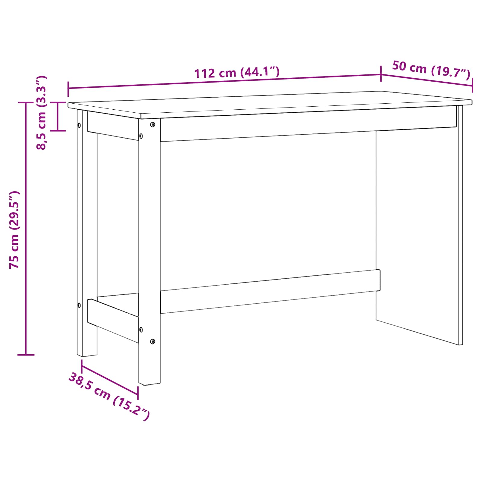 Γραφείο Καφέ 112 x 50 x 75 εκ. Στερεό ξύλο πεύκου - Pakobazaar