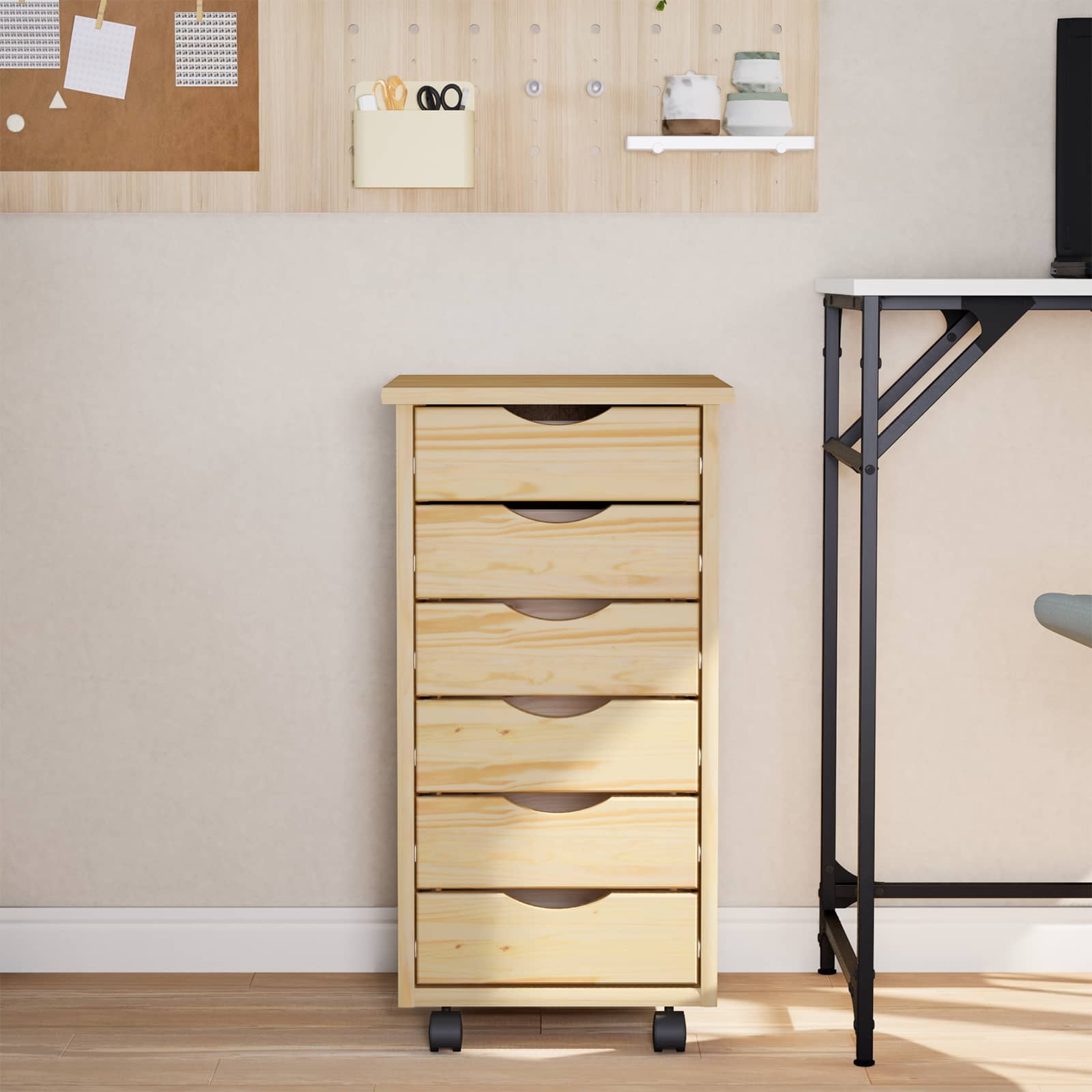 Κυλιόμενο Ντουλάπι με Συρτάρια με τροχούς MOSS Διαφανής Βερνίκι