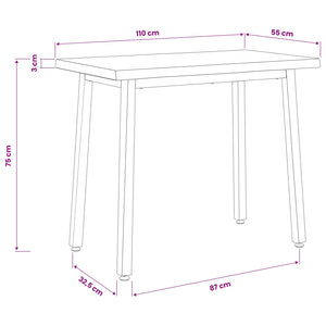 110 x 55 x 75 cm Στερεό Ξύλο Ακακίας Φυσικό και Μαύρο - Pakobazaar