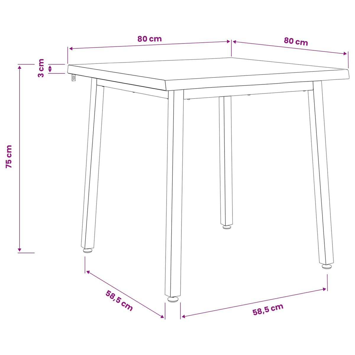 80 x 80 x 75 cm Στερεό Ξύλο Ακακίας Σκούρο Καφέ και Λευκό - Pakobazaar