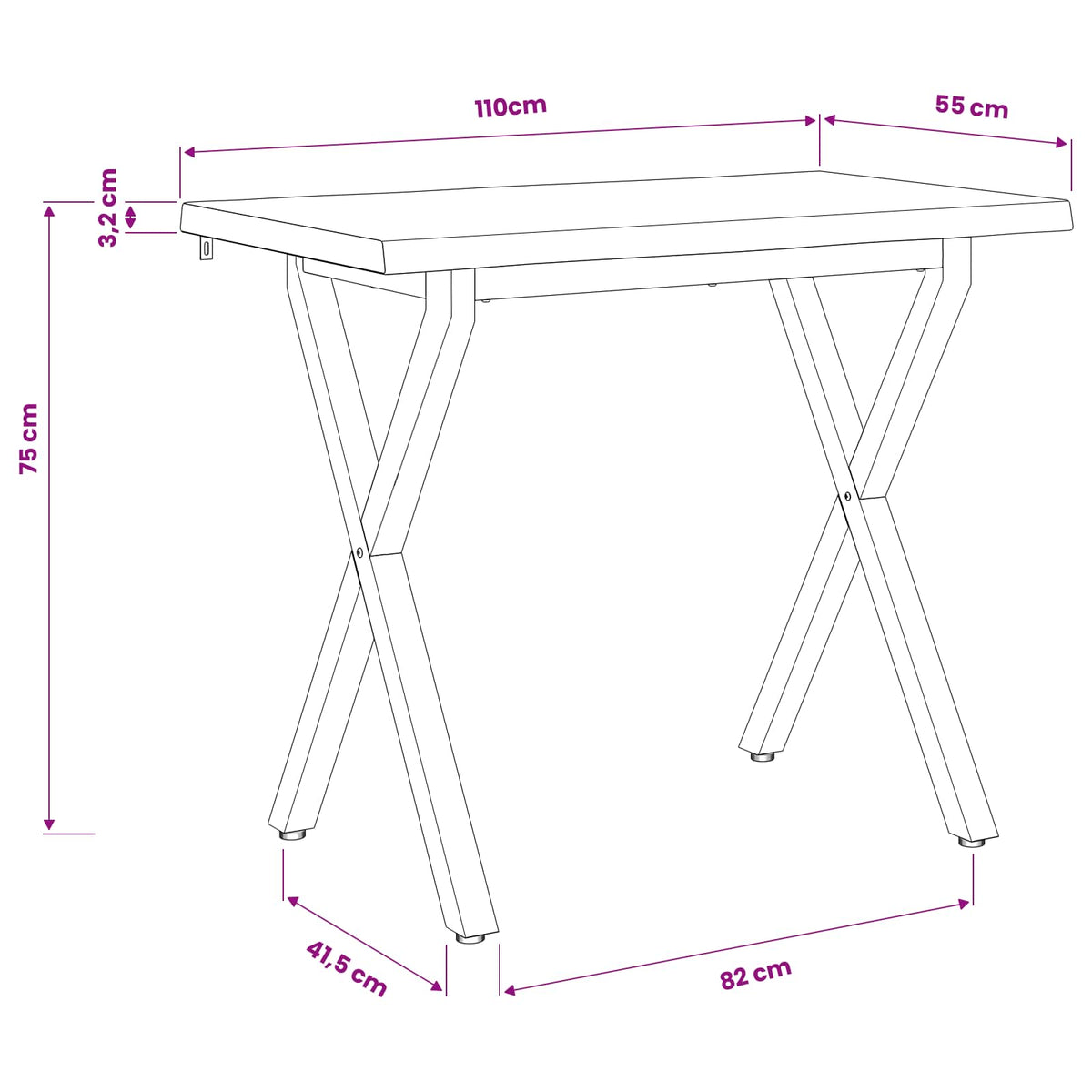 110 x 55 x 75 cm Στερεό Ξύλο Ακακίας Φυσικό και Καφέ Ορθογώνιος