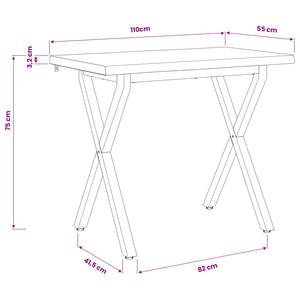 110 x 55 x 75 cm Στερεό Ξύλο Ακακίας Φυσικό και Καφέ Ορθογώνιος