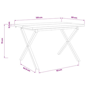 120 x 80 x 75 εκ. Στερεό Ξύλο Ακακίας Φυσικό και Μαύρο - Pakobazaar