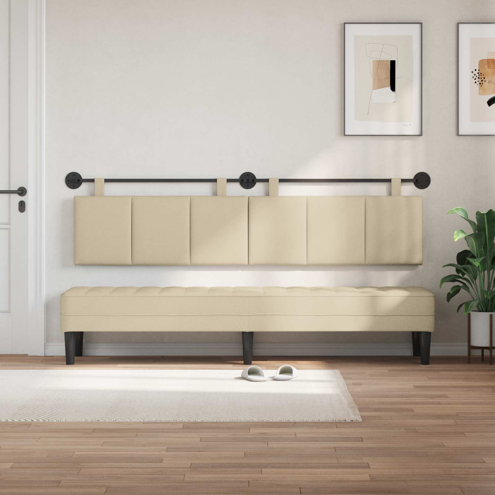 Κρεμαστό Κεφαλάρι Επιτοίχιο Ριγέ Κρεμ 210 x 55 x 5 εκ ύφασμα - Pakobazaar