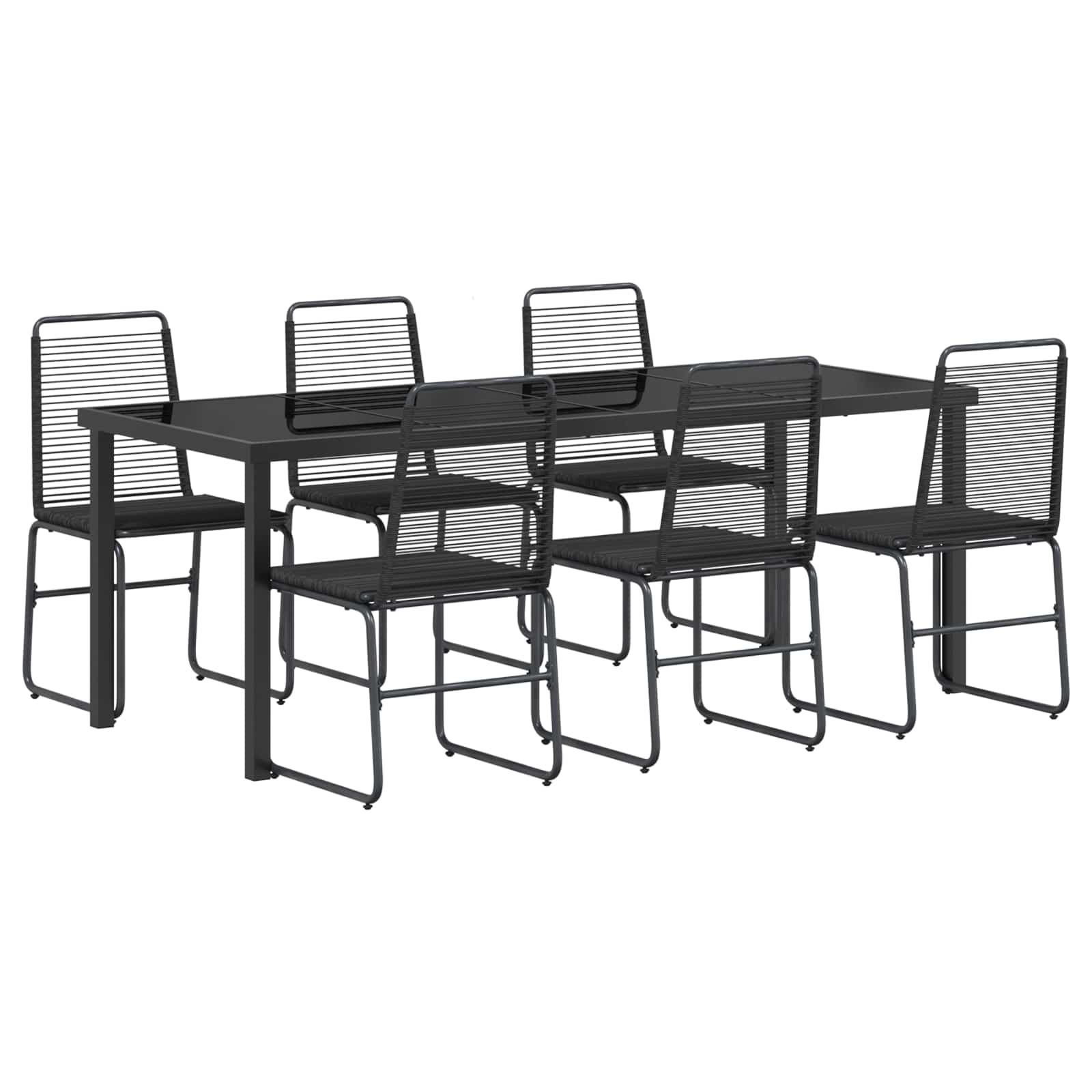 Σετ Κήπου 7 τμχ. Μαύρο Μέταλλο και Ρατάν