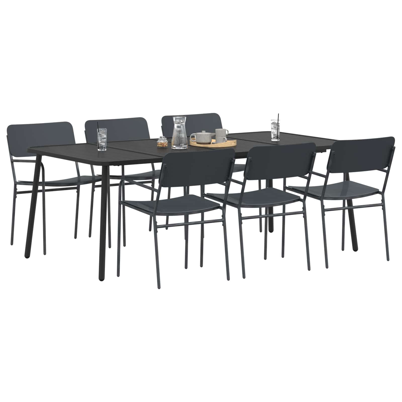 Σετ τραπεζαρίας 7 τμχ. Ανθρακί Ατσάλι - Pakobazaar