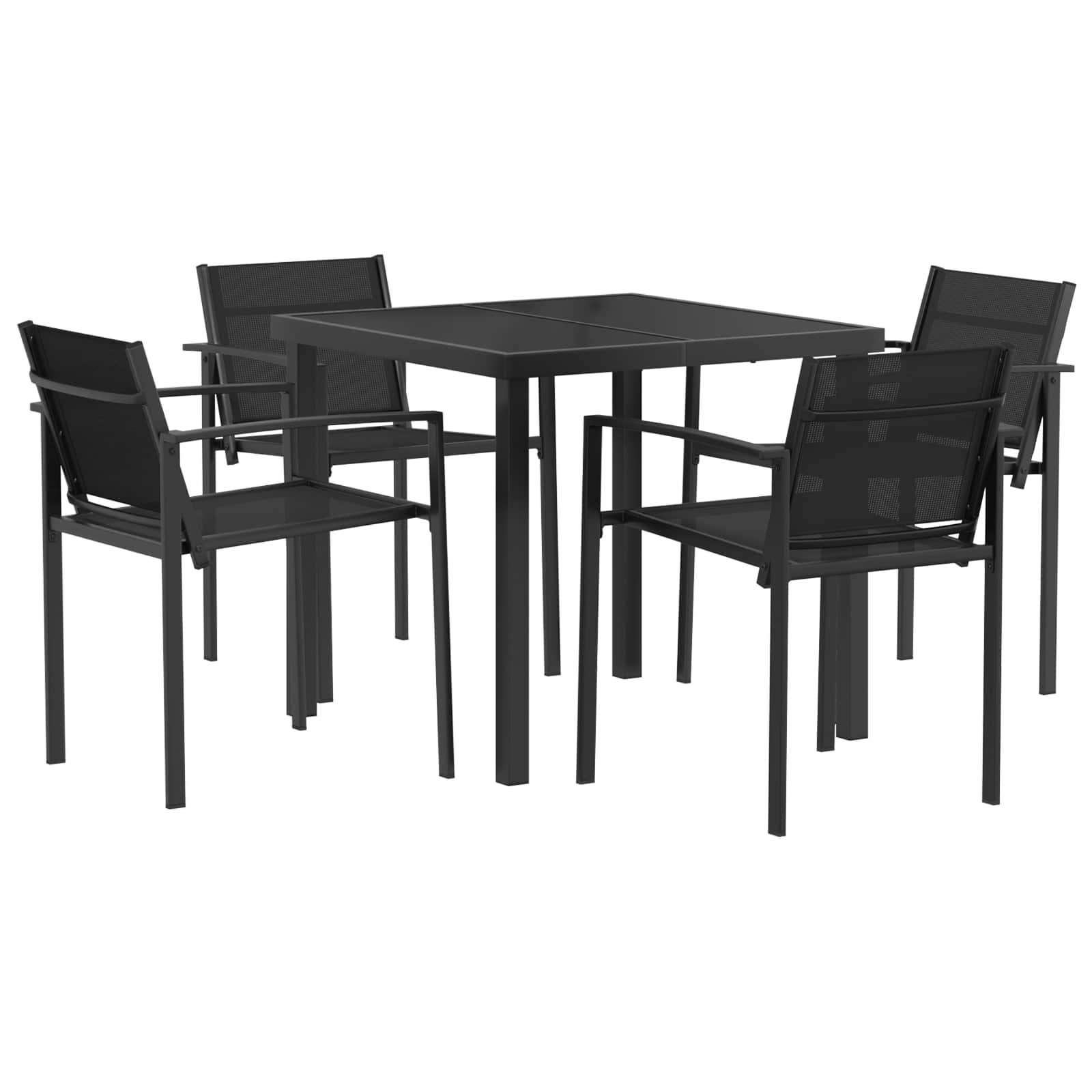 Σετ Εξωτερικών Επίπλων 5 pcs Μαύρο και Ανθρακί 80 x 80 x 73 εκ - Pakobazaar