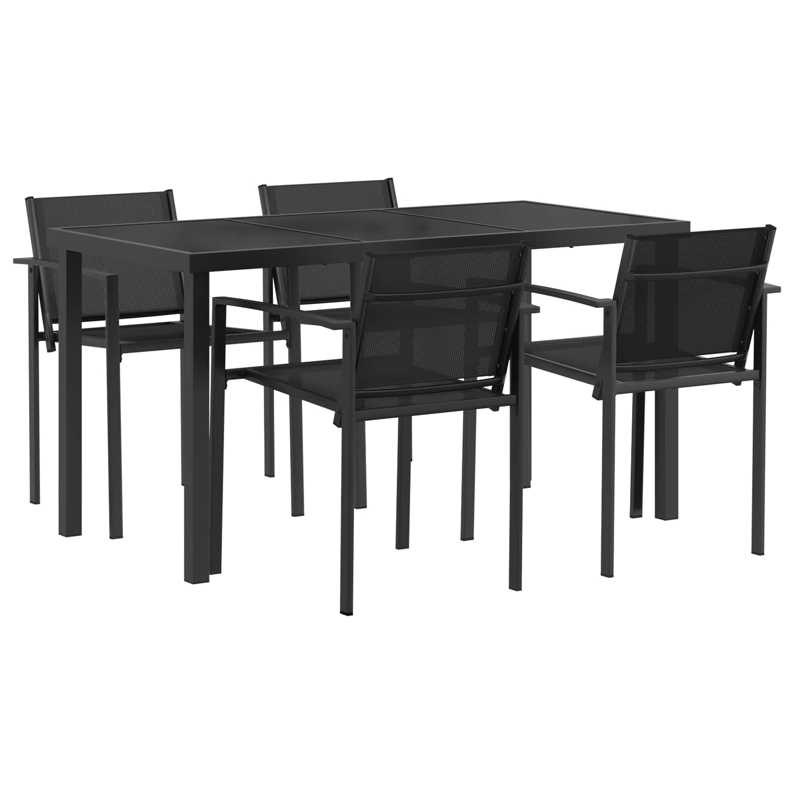 Σετ Εξωτερικών Επίπλων 5 pcs Μαύρο και Ανθρακί 140 x 70 x 73 cm - Pakobazaar