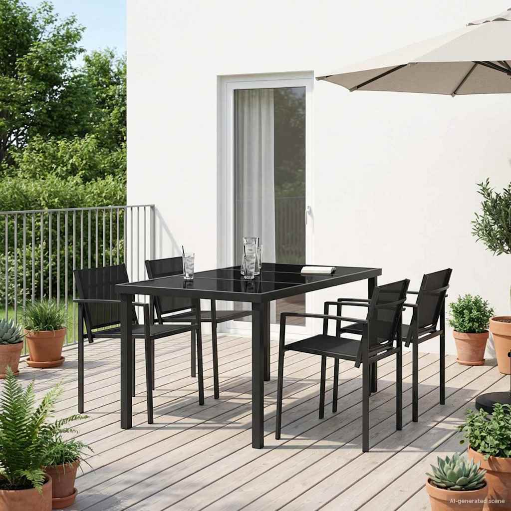 Σετ Εξωτερικών Επίπλων 5 pcs Μαύρο και Ανθρακί 160 x 80 x 73 εκ - Pakobazaar
