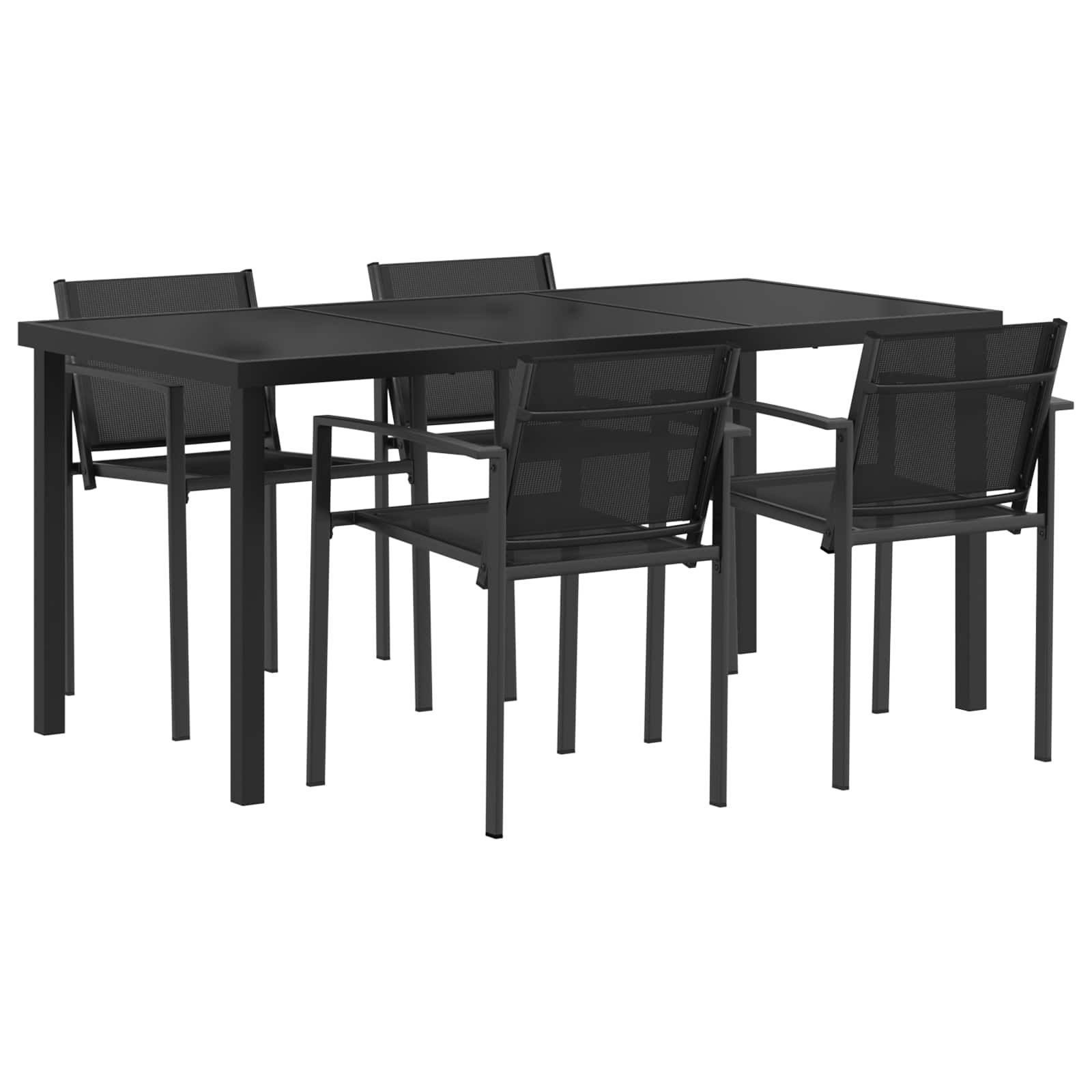Σετ Εξωτερικών Επίπλων 5 pcs Μαύρο και Ανθρακί 160 x 80 x 73 εκ - Pakobazaar