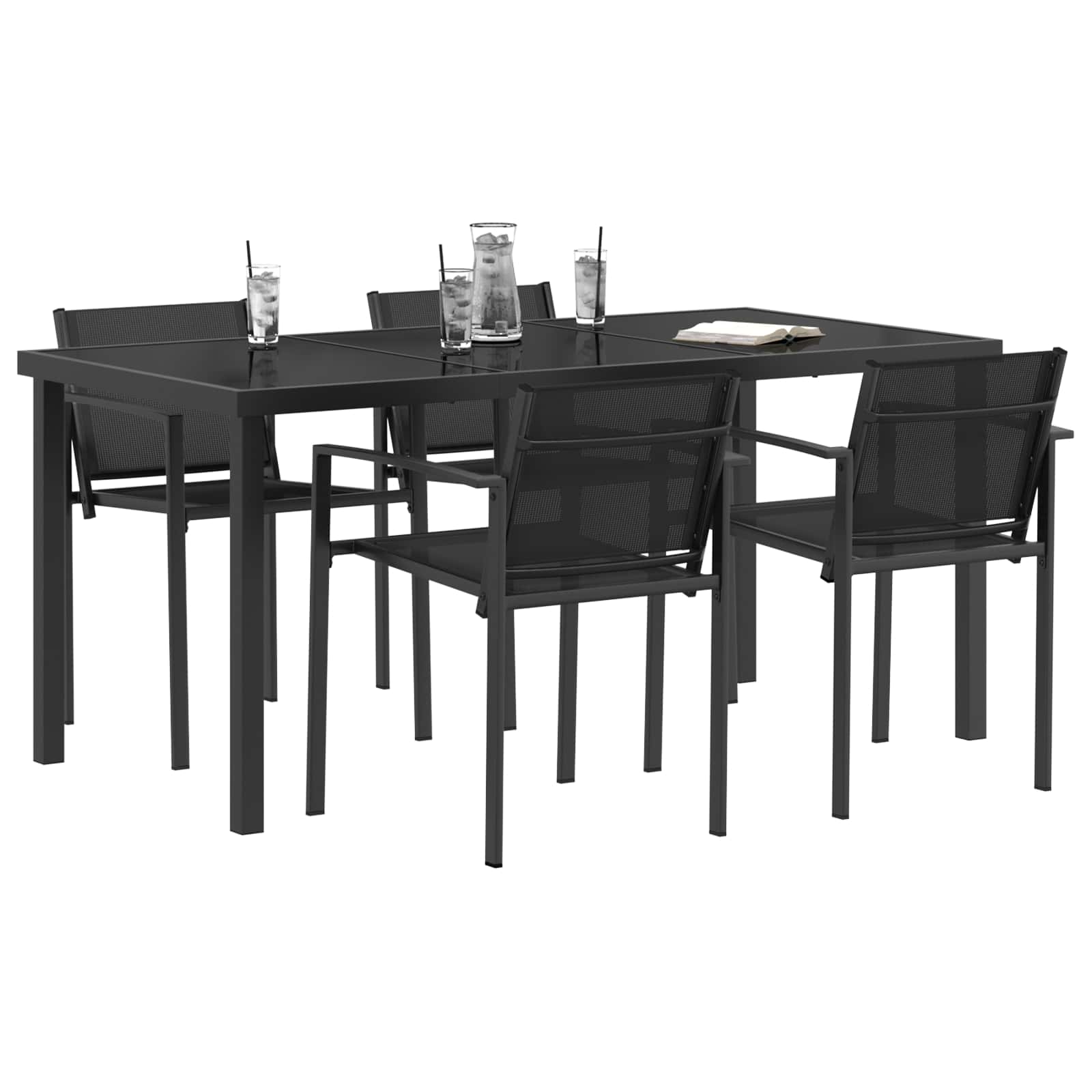 Σετ Εξωτερικών Επίπλων 5 pcs Μαύρο και Ανθρακί 160 x 80 x 73 εκ - Pakobazaar