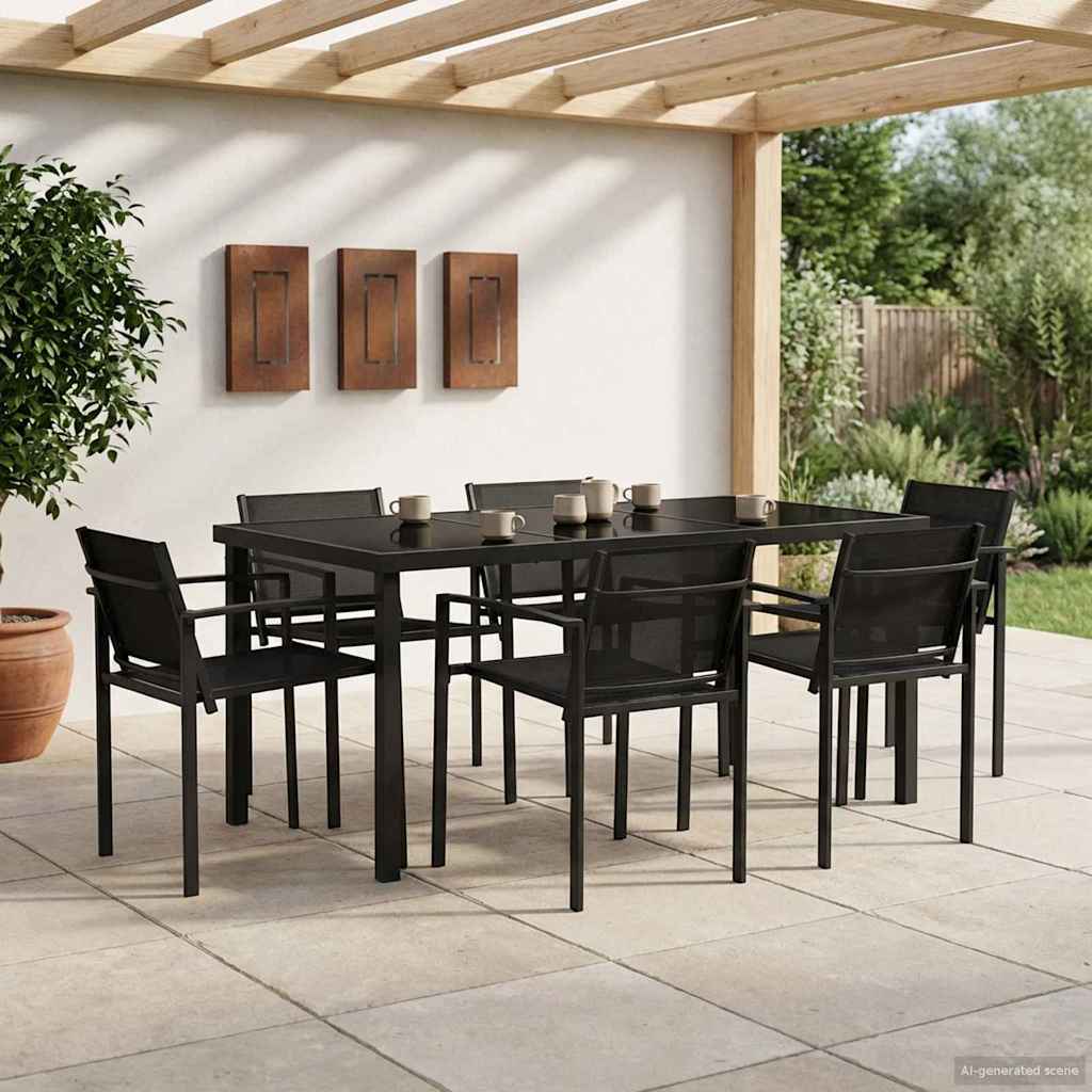 Σετ Εξωτερικών Επίπλων 7 pcs Μαύρο και Ανθρακί 160 x 80 x 73 εκ - Pakobazaar