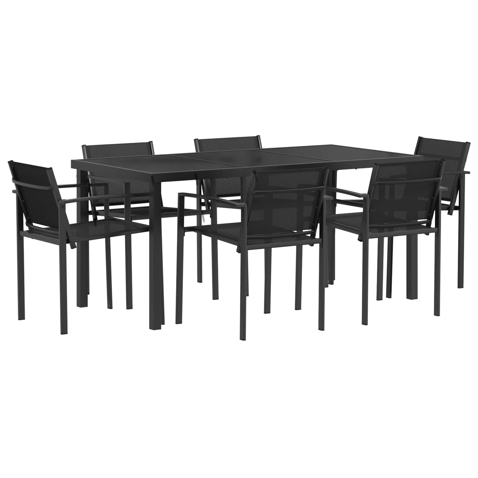 Σετ Εξωτερικών Επίπλων 7 pcs Μαύρο και Ανθρακί 160 x 80 x 73 εκ - Pakobazaar