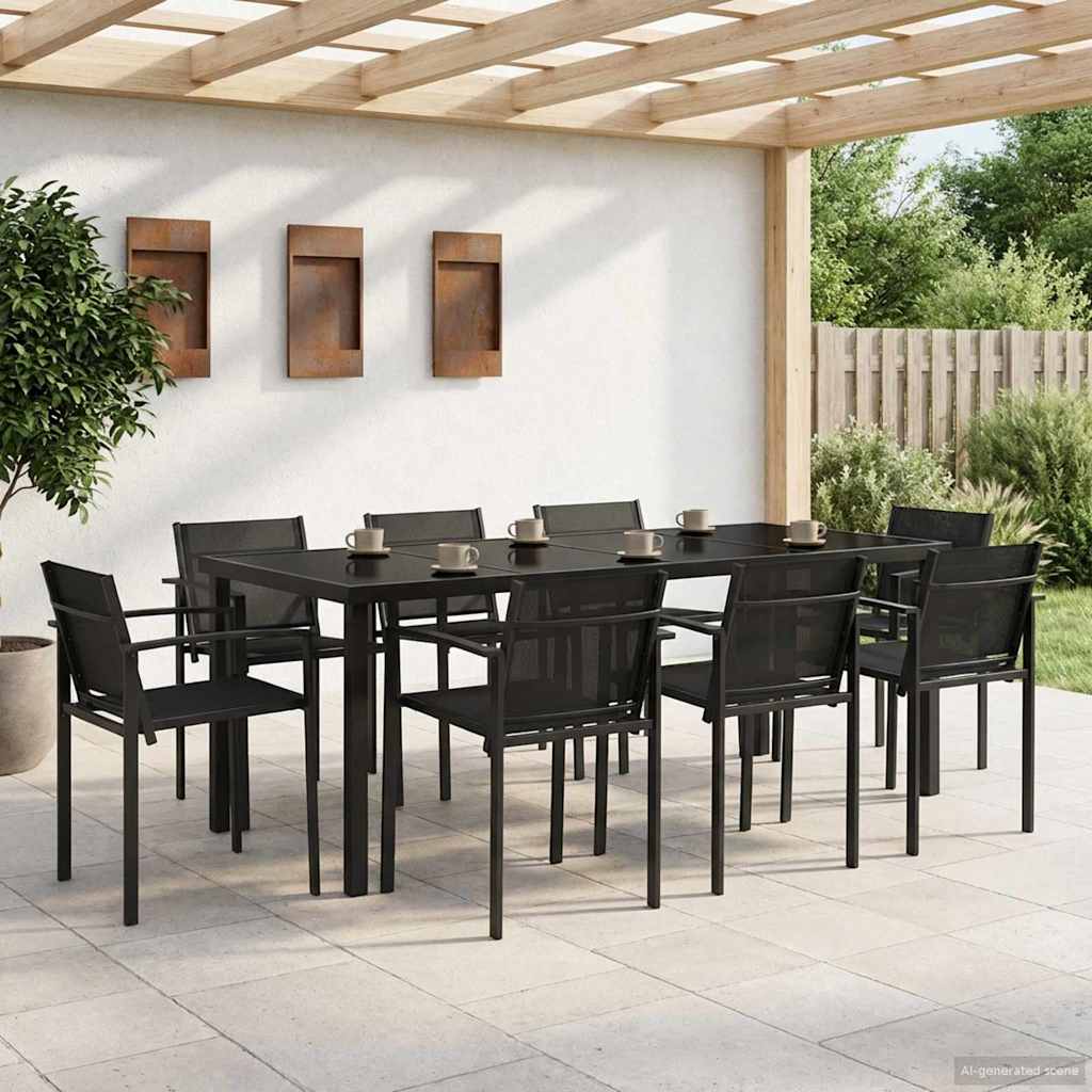 Σετ Εξωτερικών Επίπλων 7 pcs Μαύρο και Ανθρακί Textilene - Pakobazaar