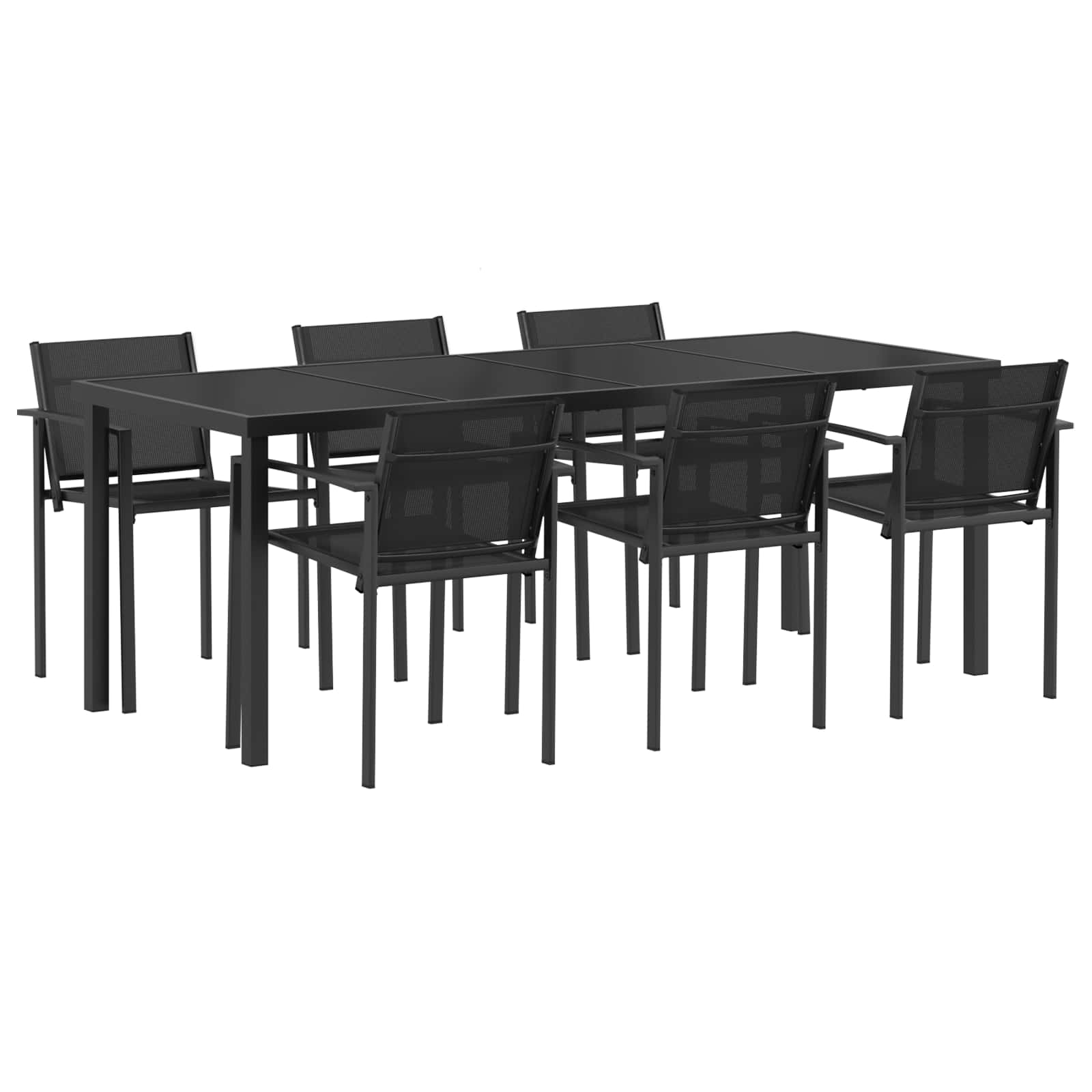 Σετ Εξωτερικών Επίπλων 7 pcs Μαύρο και Ανθρακί Textilene - Pakobazaar