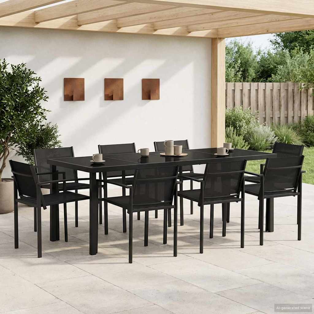 Σετ Εξωτερικών Επίπλων 9 pcs Μαύρο και Ανθρακί Textilene - Pakobazaar