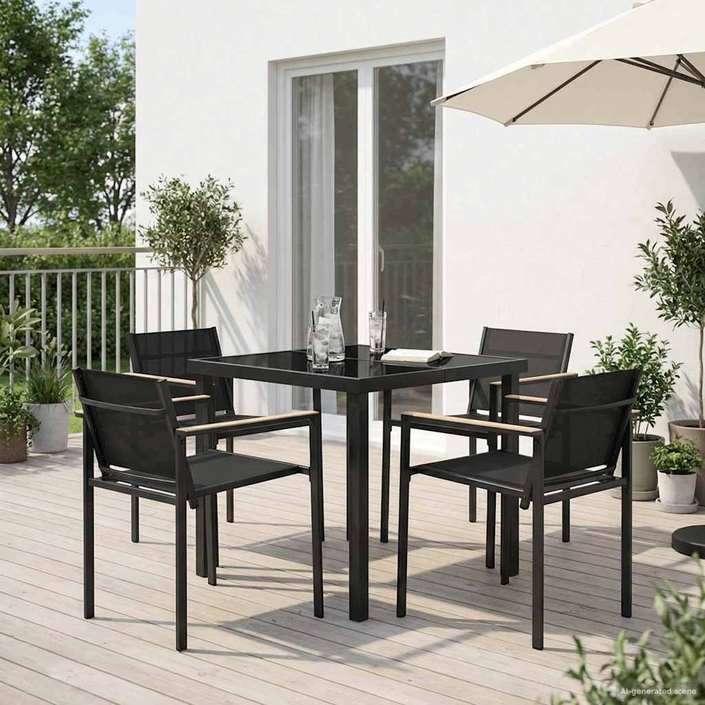 Σετ Εξωτερικών Επίπλων 5 pcs Μαύρο και Ανθρακί 80 x 80 x 73 εκ - Pakobazaar