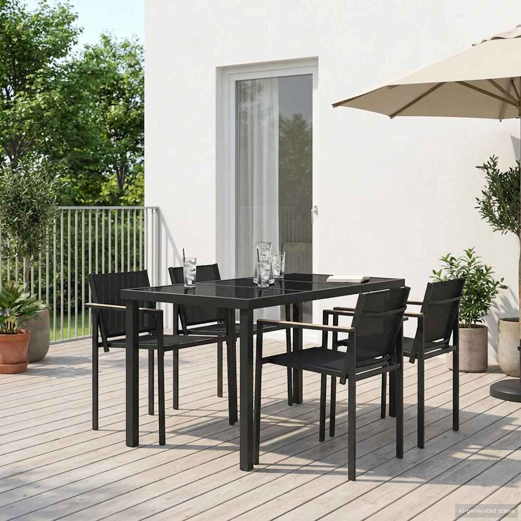 Σετ Εξωτερικών Επίπλων 5 pcs Μαύρο και Ανθρακί 140 x 70 x 73 cm - Pakobazaar