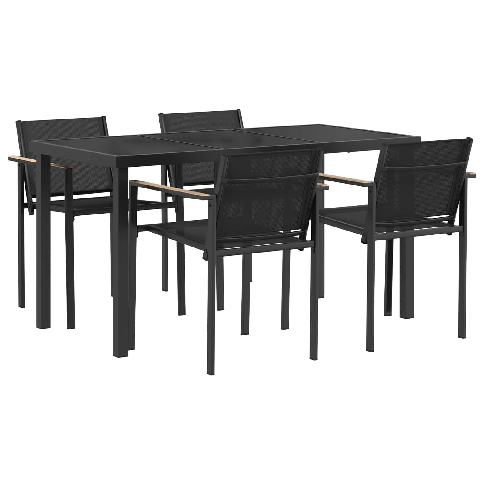 Σετ Εξωτερικών Επίπλων 5 pcs Μαύρο και Ανθρακί 140 x 70 x 73 cm - Pakobazaar