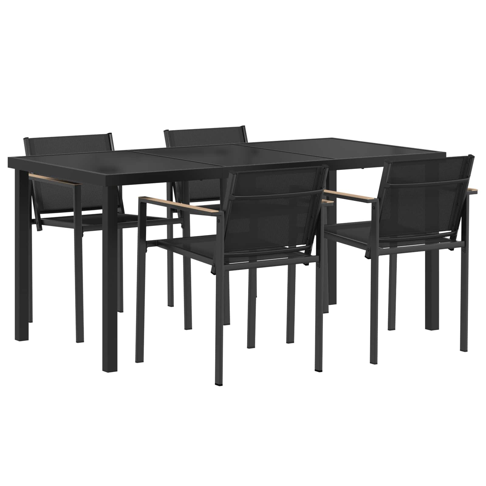 Σετ Εξωτερικών Επίπλων 5 pcs Μαύρο και Ανθρακί Textilene - Pakobazaar