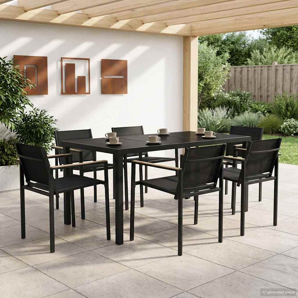Σετ Εξωτερικών Επίπλων 7 pcs Μαύρο και Ανθρακί 160 x 80 x 73 εκ - Pakobazaar