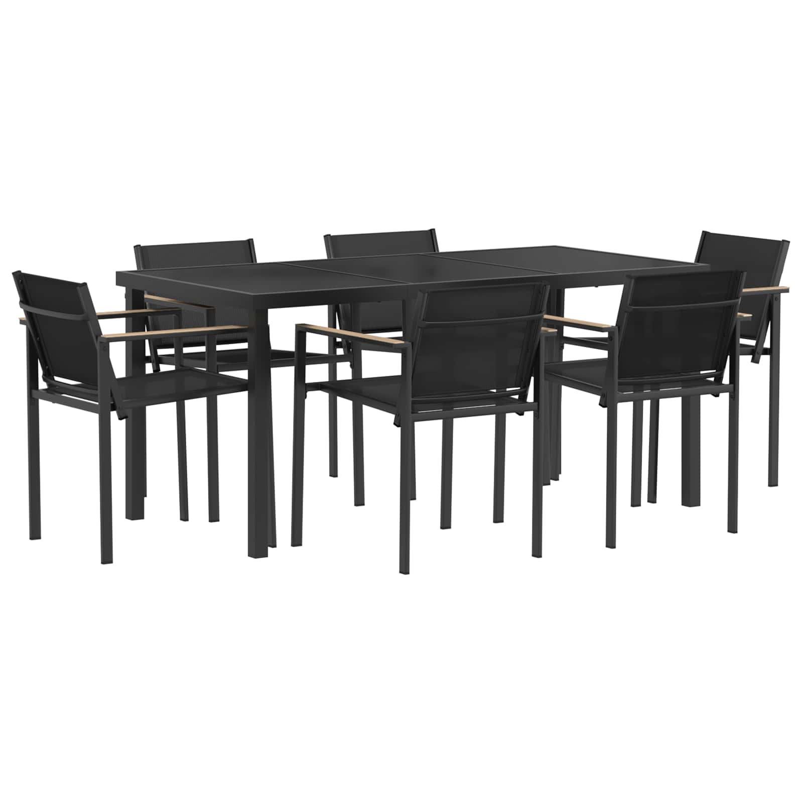 Σετ Εξωτερικών Επίπλων 7 pcs Μαύρο και Ανθρακί 160 x 80 x 73 εκ - Pakobazaar