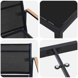 Σετ Εξωτερικών Επίπλων 7 pcs Μαύρο και Ανθρακί Textilene - Pakobazaar