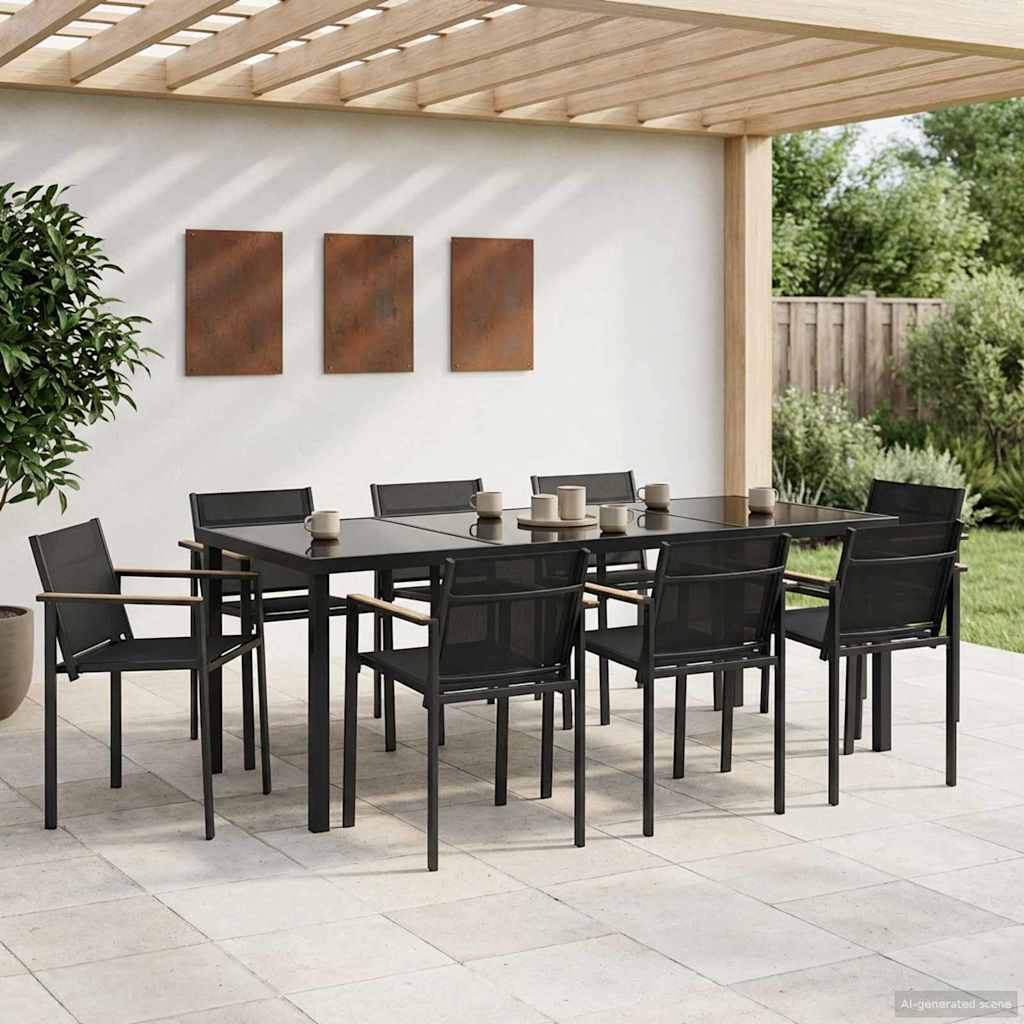 Σετ Εξωτερικών Επίπλων 7 pcs Μαύρο και Ανθρακί Textilene - Pakobazaar