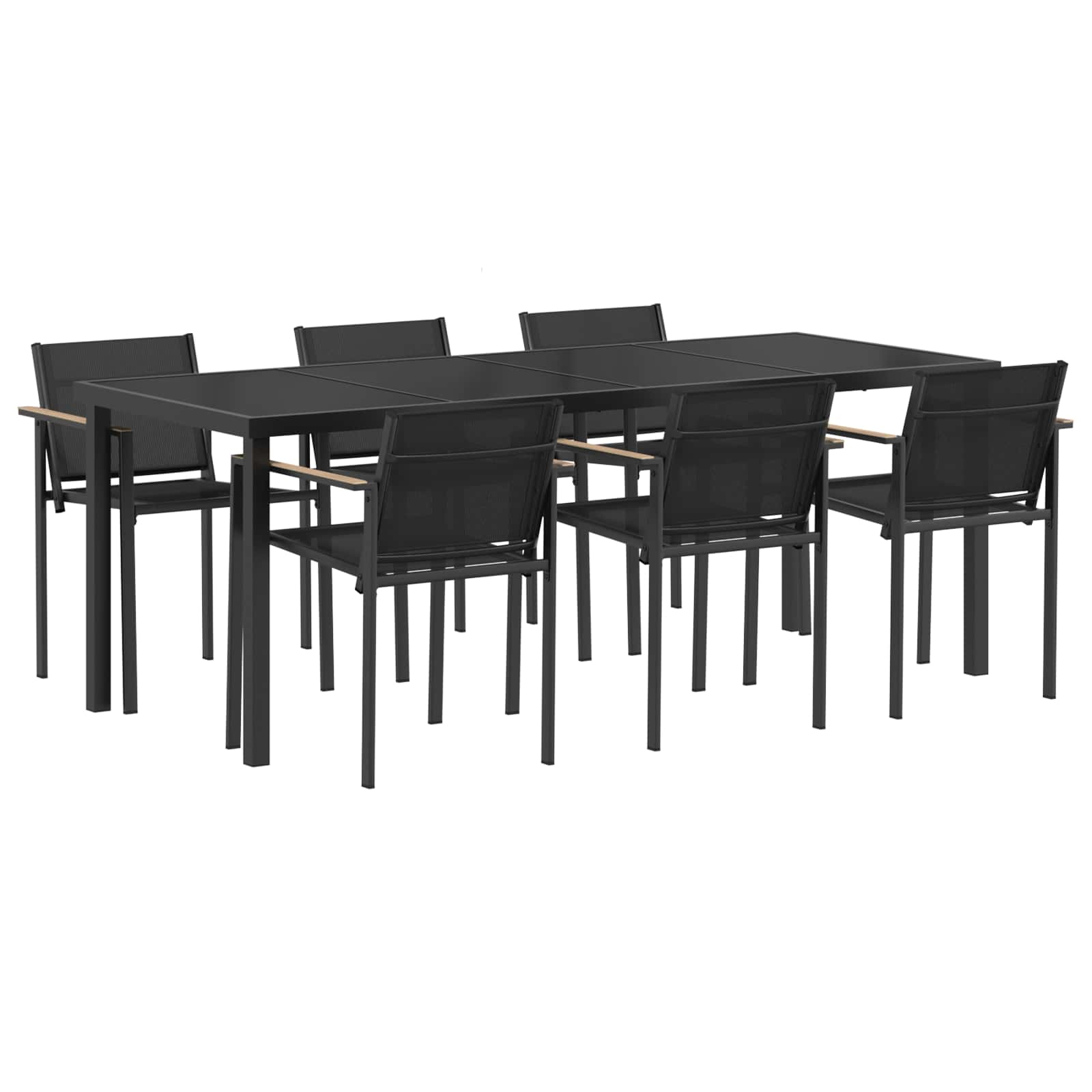 Σετ Εξωτερικών Επίπλων 7 pcs Μαύρο και Ανθρακί Textilene - Pakobazaar