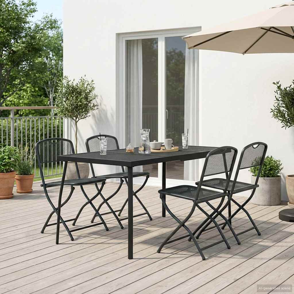 Σετ Εξωτερικών Επίπλων 5 pcs Ανθρακί Σίδηρος και Χάλυβας - Pakobazaar