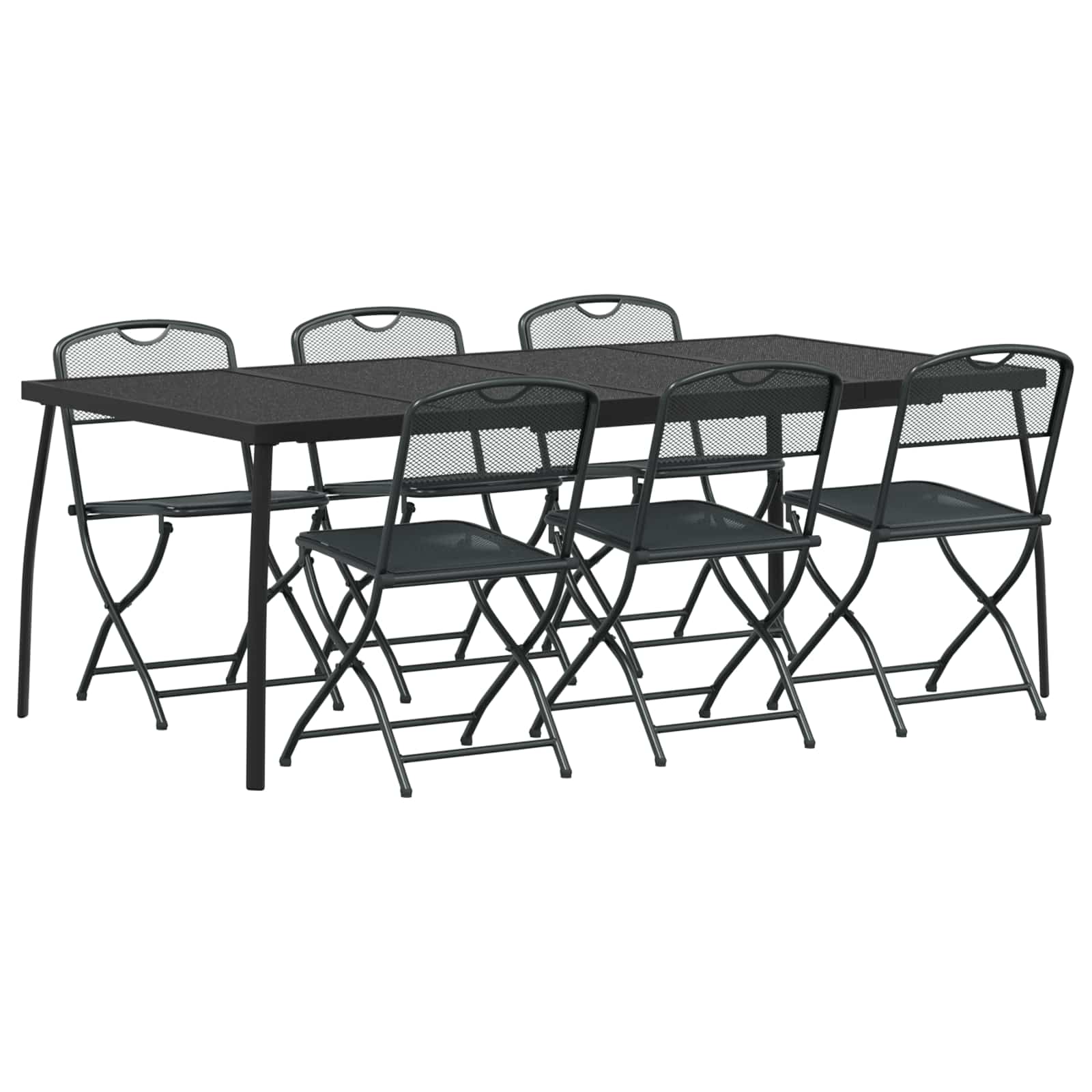 Σετ Εξωτερικών Επίπλων 7 pcs Ανθρακί Σίδηρος και Χάλυβας - Pakobazaar