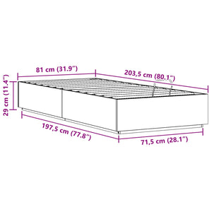 Κρεβάτι Οθωμανικού Τύπου Λευκός 80 x 200 cm Στερεό πεύκο - Pakobazaar