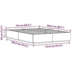 Κρεβάτι Οθωμανικού Τύπου Φυσικό 140 x 200 cm Στερεό πεύκο - Pakobazaar