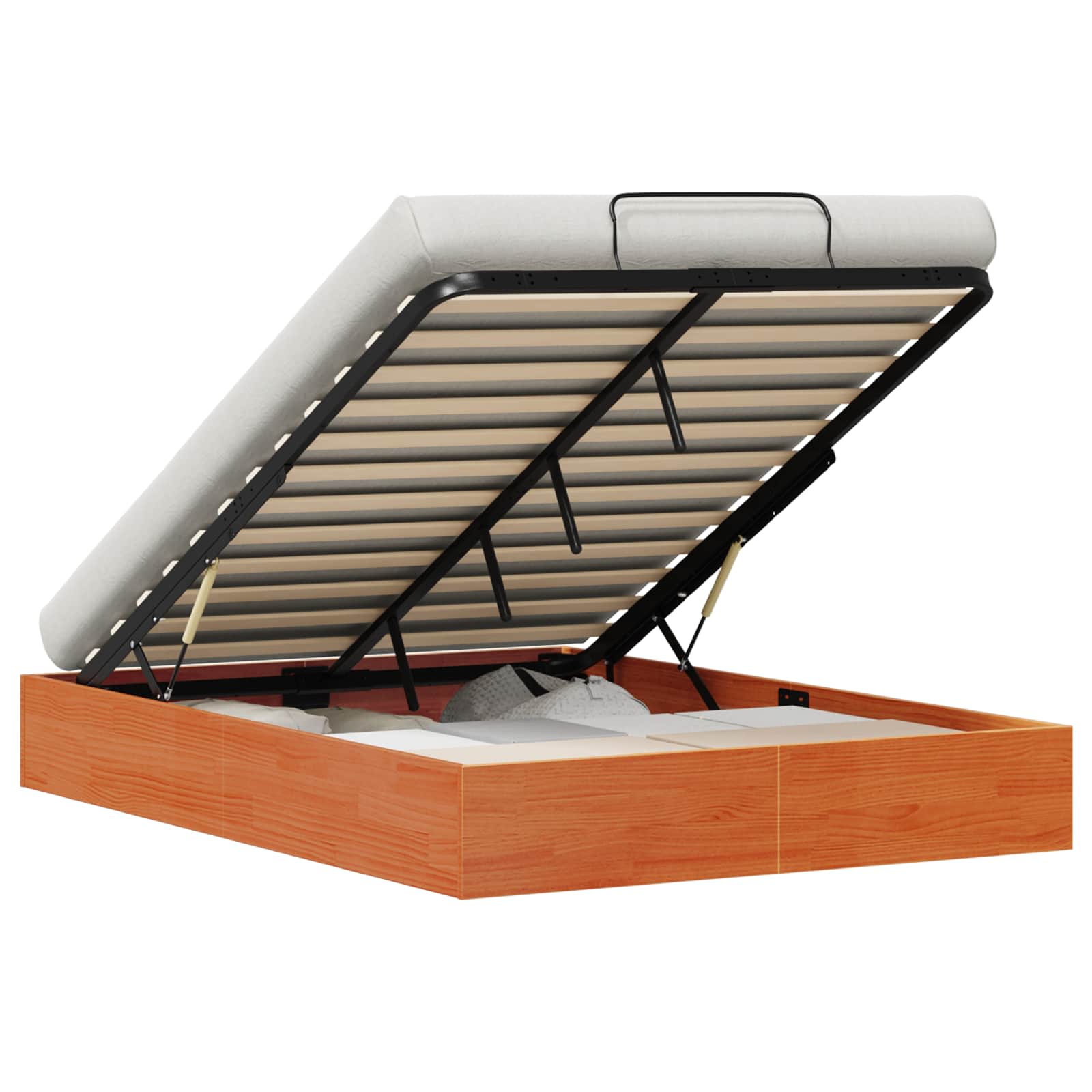 Κρεβάτι Οθωμανών με Αποθηκευτικό Χώρο Κερωμένο Καφέ - Pakobazaar