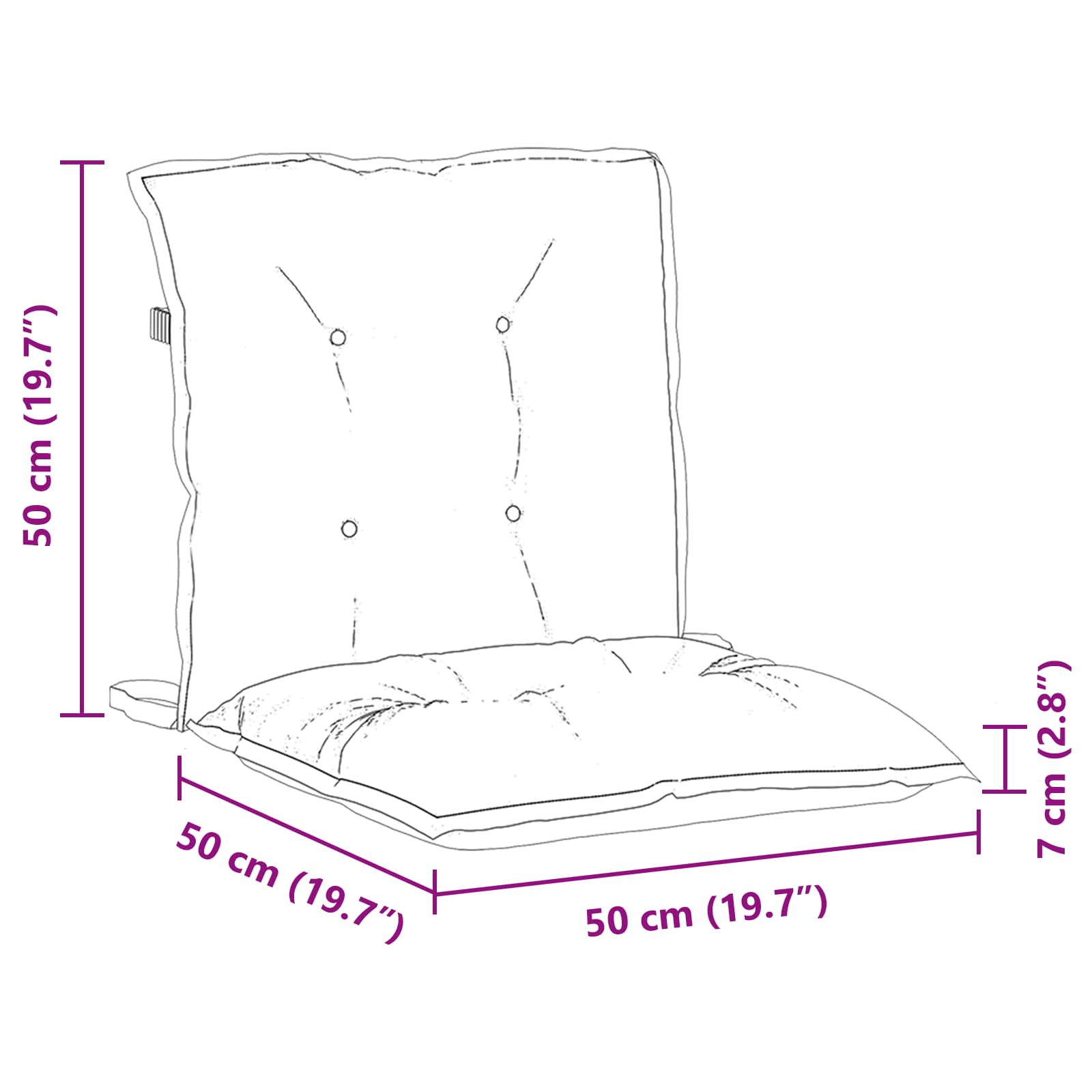 Μαξιλάρι Καρέκλας 6 pcs Λευκός 100 x 50 x 7 cm oxford - Pakobazaar