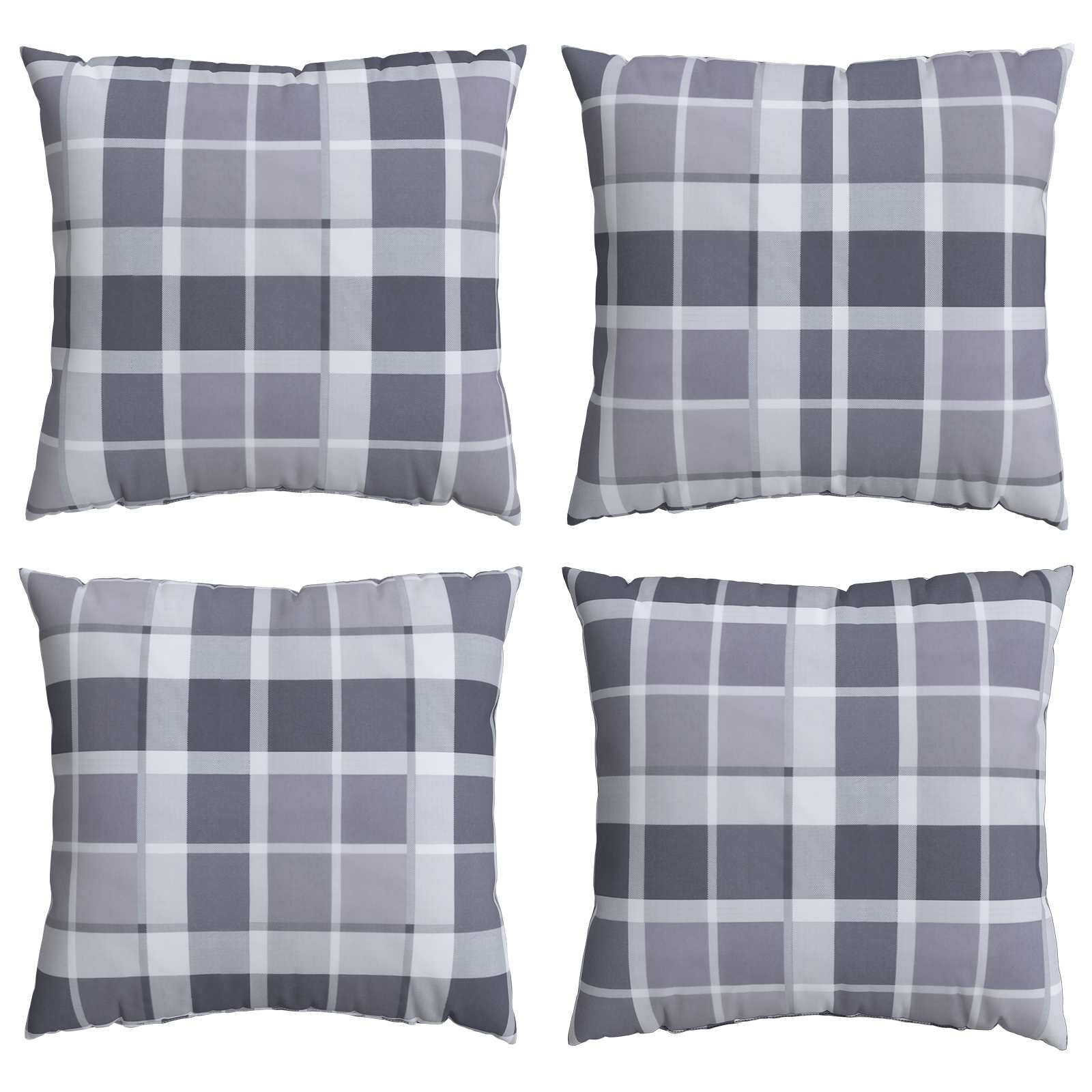 Μαξιλάρι Εξωτερικού Χώρου 4 pcs Γκρι Καρό 40 x 40 cm Ύφασμα - Pakobazaar