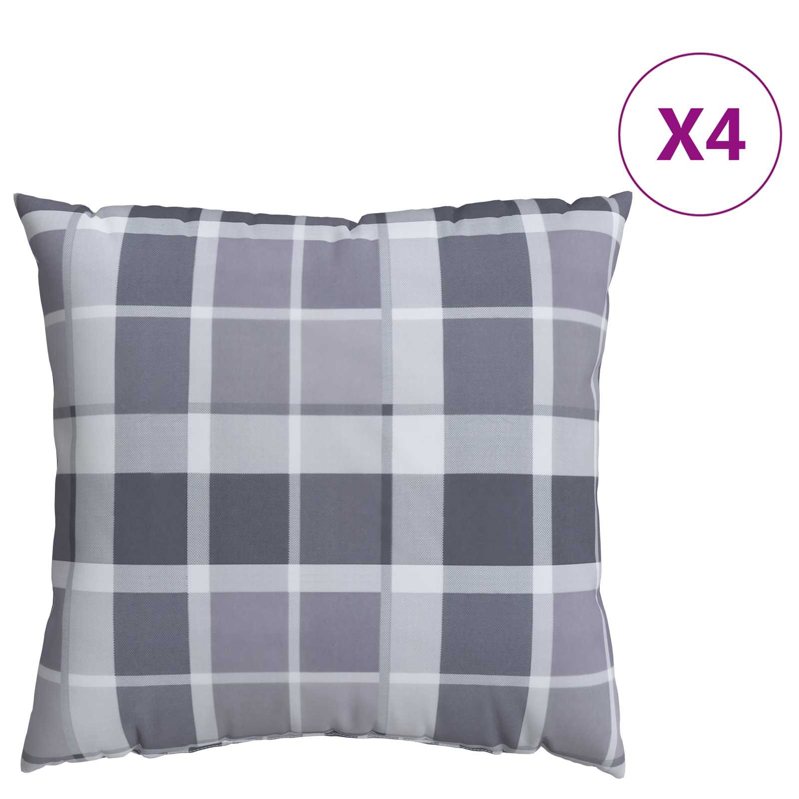 Μαξιλάρι Εξωτερικού Χώρου 4 pcs Γκρι Καρό 40 x 40 cm Ύφασμα - Pakobazaar
