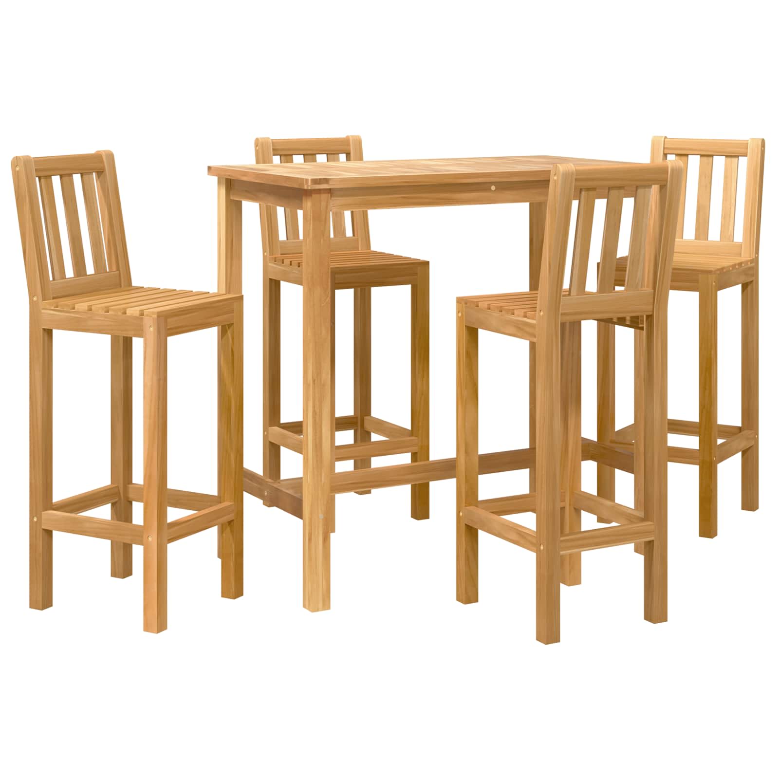 Σετ Μπαρ Εξωτερικού Χώρου 5 pcs Ανέπεξεργαστο Στερεό Ξύλο Τίκ - Pakobazaar