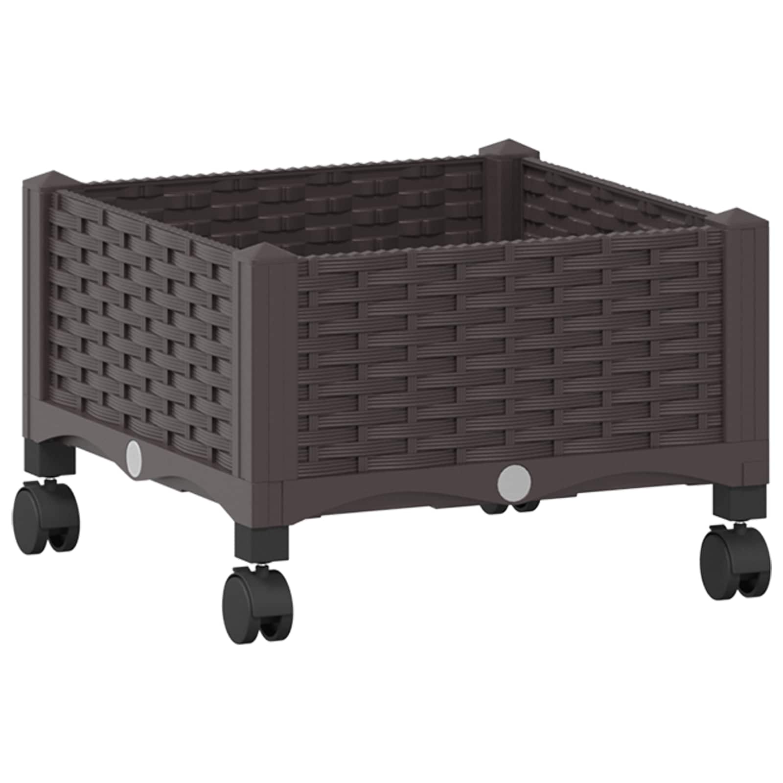 Κήπος Γλαστράκι με Ροδάκια Καφέ 40 x 40 x 29 εκ PP - Pakobazaar