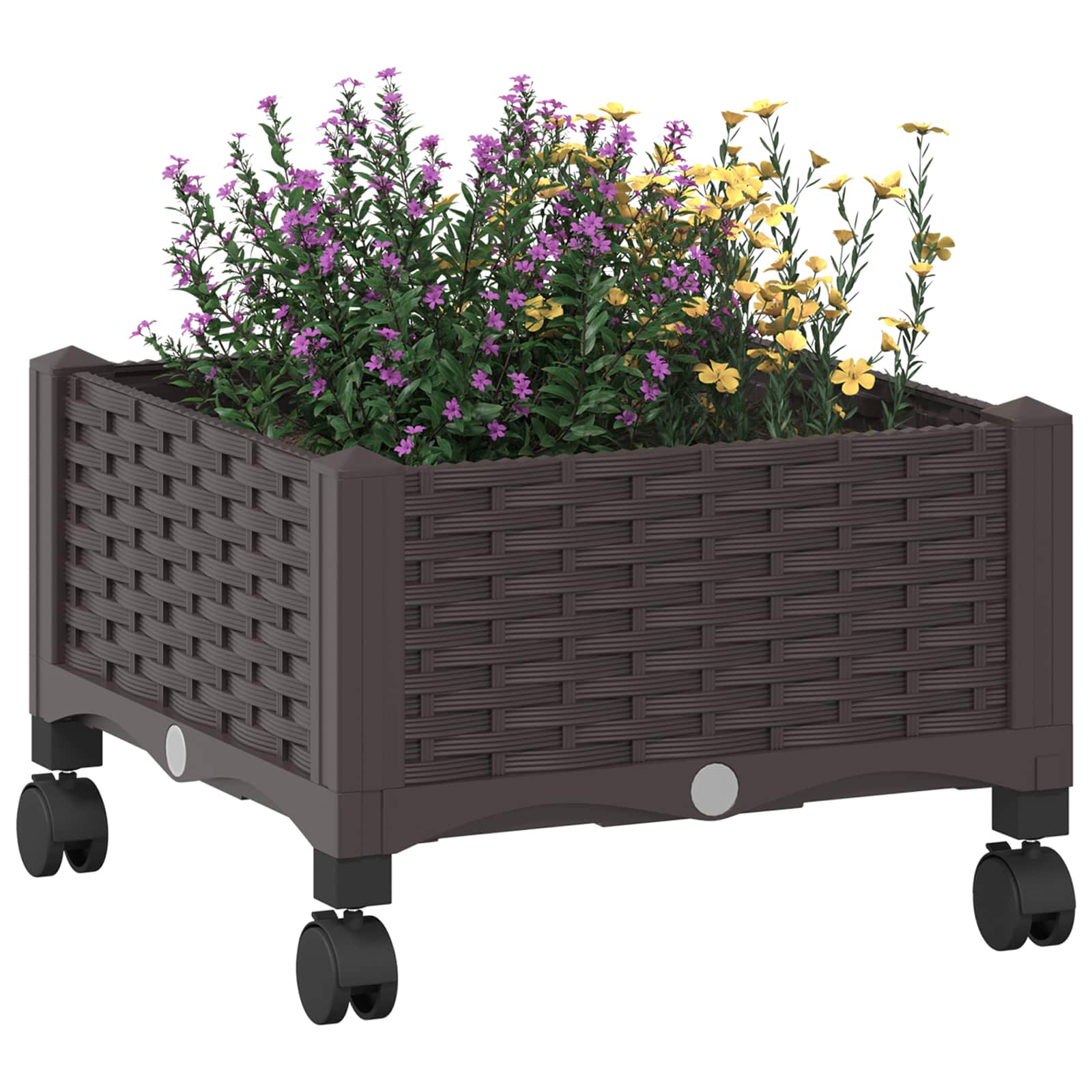 Κήπος Γλαστράκι με Ροδάκια Καφέ 40 x 40 x 29 εκ PP - Pakobazaar
